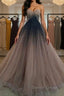 Sweetheart Neck Open Back Ombre Long Prom Dress, Ombre Prom Dresses