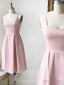 Sweetheart Neck Short Pink Satin Prom Dress, Short Pink Prom Graduation Homecoming Dresses