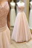 Sweetheart Neck Tulle Lace Long Prom Dresses, Lace Evening Dresses