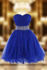 Sweetheart Royal Blue Homecoming Dresses Short Prom Dresses With Beading