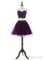 Sweetheart Short Mini Tulle Purple Homecoming Dresses A Line