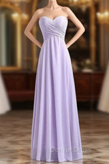 Sweetheart Sleeveless Chiffon Long Bridesmaid Dresses
