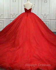 Sweetheart Sleeveless Red Wedding Desses Tulle Quinceanera 16 Dresses