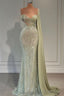Sweetheart Strapless One Shoulder Sequined Floor Length Mermaid Prom Dresses