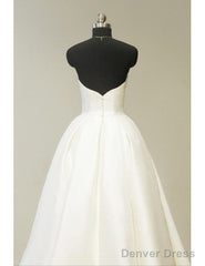 Sweetheart Tea Length Ivory Satin Vintage Wedding Dress
