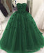 Sweetheart Tulle Green Quinceanera Dresses With Flowers Wedding Gown