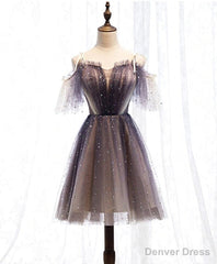 Sweetheart V-neck Starlit Cloud Tulle Mini Length Homecoming Dress