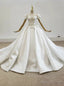 Take Center Stage In White Ball Gowns Satin Square Neck Pleats Beading Wedding Dresses With Bow