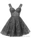Teens Sparkly Tulle Black Homecoming Dress Spaghetti Straps Short Cocktail Prom Dresses