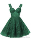 Teens Sparkly Tulle Emerald Green Homecoming Dress Spaghetti Straps Short Cocktail Prom Dresses