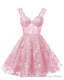 Teens Sparkly Tulle Light Pink Homecoming Dress Spaghetti Straps Short Cocktail Prom Dresses