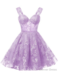 Teens Sparkly Tulle Lilac Homecoming Dresses Spaghetti Straps Short Cocktail Party Prom Dress