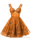 Teens Sparkly Tulle Orange Homecoming Dress Spaghetti Straps Short Cocktail Prom Dresses