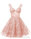 Teens Sparkly Tulle Peach Pink Homecoming Dress Spaghetti Straps Short Cocktail Prom Dresses