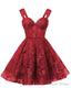 Teens Sparkly Tulle Red Homecoming Dress Spaghetti Straps Short Cocktail Prom Dresses
