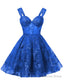 Teens Sparkly Tulle Royal Blue Homecoming Dress Spaghetti Straps Short Cocktail Prom Dresses