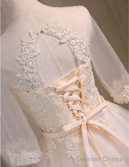 Three-Quarter Illusion Sleeve Clairvoyant Outfit Keyhole Lace Up Back Organza Appliques Homecoming Dress