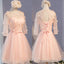 Three-Quarter Illusion Sleeve Clairvoyant Outfit Lace Up Back For Teen Organza Appliques Homecoming Dresses
