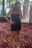 Tight Black Open Back Sequins Homecoming Dresses