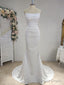 Tight Straight Tube Elastic Crepe Pleated Decoration Without Shoulder Straps Sleeveless Backless Large Swing Brush Tail Wedding Dress