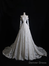 Timeless A Line Off The Shoulder White Lace Long Sleeves Wedding Dresses Bridal Dress
