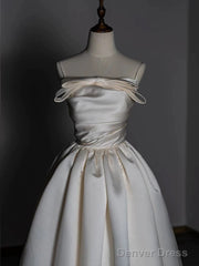 Timeless A Line Strapless Satin Ivory Wedding Dresses Brides Dress