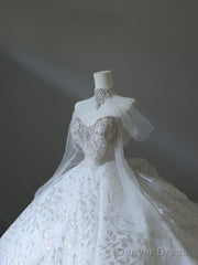 Timeless Ball Gown Sweetheart Neckline Sequin Long Sleeves Wedding Dress Bridal Dresses