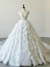 Timeless Ball Gown Sweetheart Sequin Floral White Wedding Dresses Brides Dress