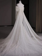 Timeless Mermaid Off The Shoulder Long Sleeves White Lace Wedding Dresses