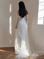 Timeless Mermaid Off The Shoulder White Tulle Long Wedding Dresses Bridal Dress