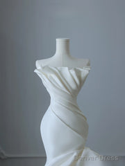 Timeless Mermaid Strapless Satin Ivory Long Wedding Dress Bridal Dresses