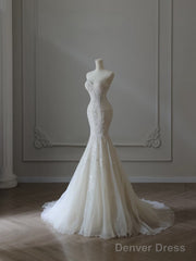 Timeless Mermaid Sweetheart Lace White Wedding Dresses Brides Dress