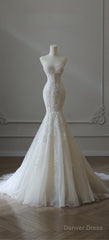 Timeless Mermaid Sweetheart Lace White Wedding Dresses Brides Dress