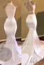 Trendy White Mermaid High Neck Sleeveless Prom Gown