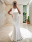 Trumpet Mermaid Bateau Chapel Train Stretch Crepe Wedding Dresses