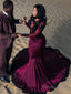 Trumpet Mermaid Bateau Sweep Train Spandex Prom Dresses With Appliques Lace