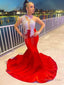 Trumpet Mermaid Prom Dress Charmeuse Applique One Shoulder Long Sleeves Sweep Brush Train Dresses