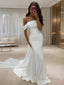 Trumpet Mermaid Off The Shoulder Court Train Stretch Crepe Wedding Dresses With Belt Sash
