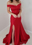 Trumpet Mermaid Off The Shoulder Sleeveless Satin Long Floor Length Prom Dresses