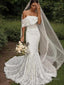 Trumpet Mermaid Off The Shoulder Sweep Train Lace Wedding Dresses
