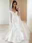 Trumpet Mermaid Off The Shoulder Sweep Train Lace Wedding Dresses
