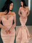 Trumpet Mermaid Off The Shoulder Sweep Train Satin Prom Dresses