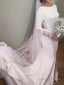 Trumpet Mermaid Scoop Court Train Stretch Crepe Wedding Dresses With Leg Slit