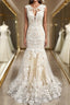 Trumpet Mermaid Scoop Sweep Train Tulle Wedding Dresses With Appliques Lace