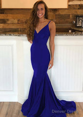 Trumpet/Mermaid Sleeveless Sweep Train Charmeuse Prom Dresses With Pleated