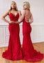 Trumpet Mermaid Sleeveless Sweep Train Lace Prom Dresses With Pleated