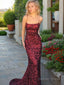 Trumpet Mermaid Spaghetti Straps Sweep Train Sequins Prom Dresses