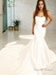 Trumpet Mermaid Strapless Court Train Satin Wedding Dresses