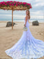 Trumpet Mermaid Straps Court Train Tulle Wedding Dresses With Appliques Lace