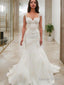 Trumpet Mermaid Sweetheart Chapel Train Lace Wedding Dresses With Appliques Lace